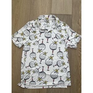 Men's Short Sleeve Polo Shirt Golf Ball Explosions Size Medium